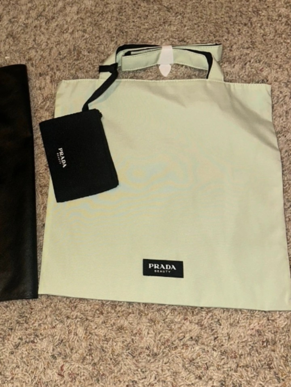Prada Mint Green Tote with Black Pouch